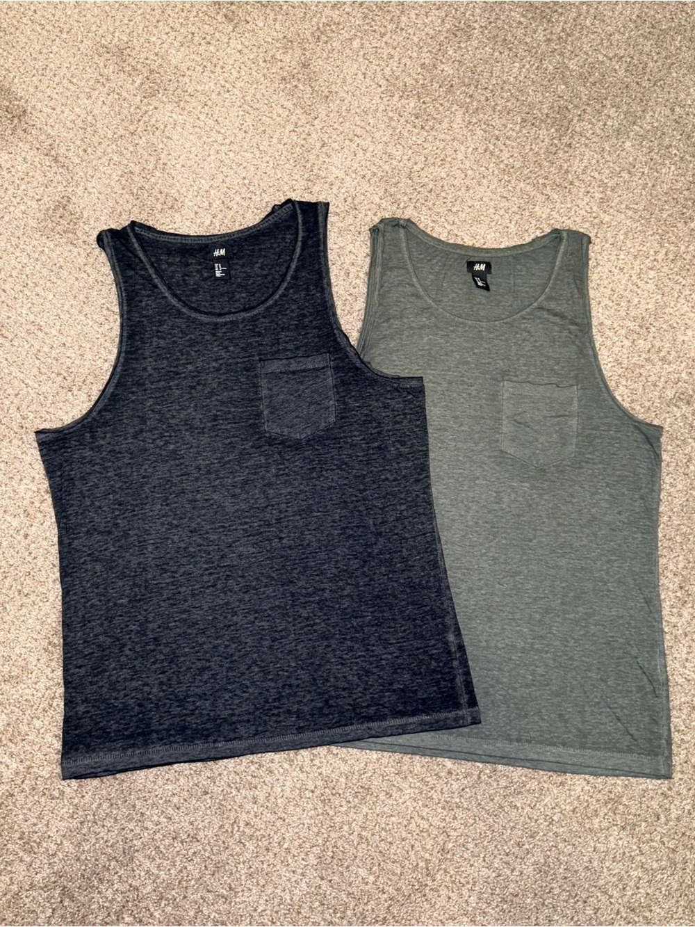 H&M Men’s Tank Tops in Charcoal and Olive